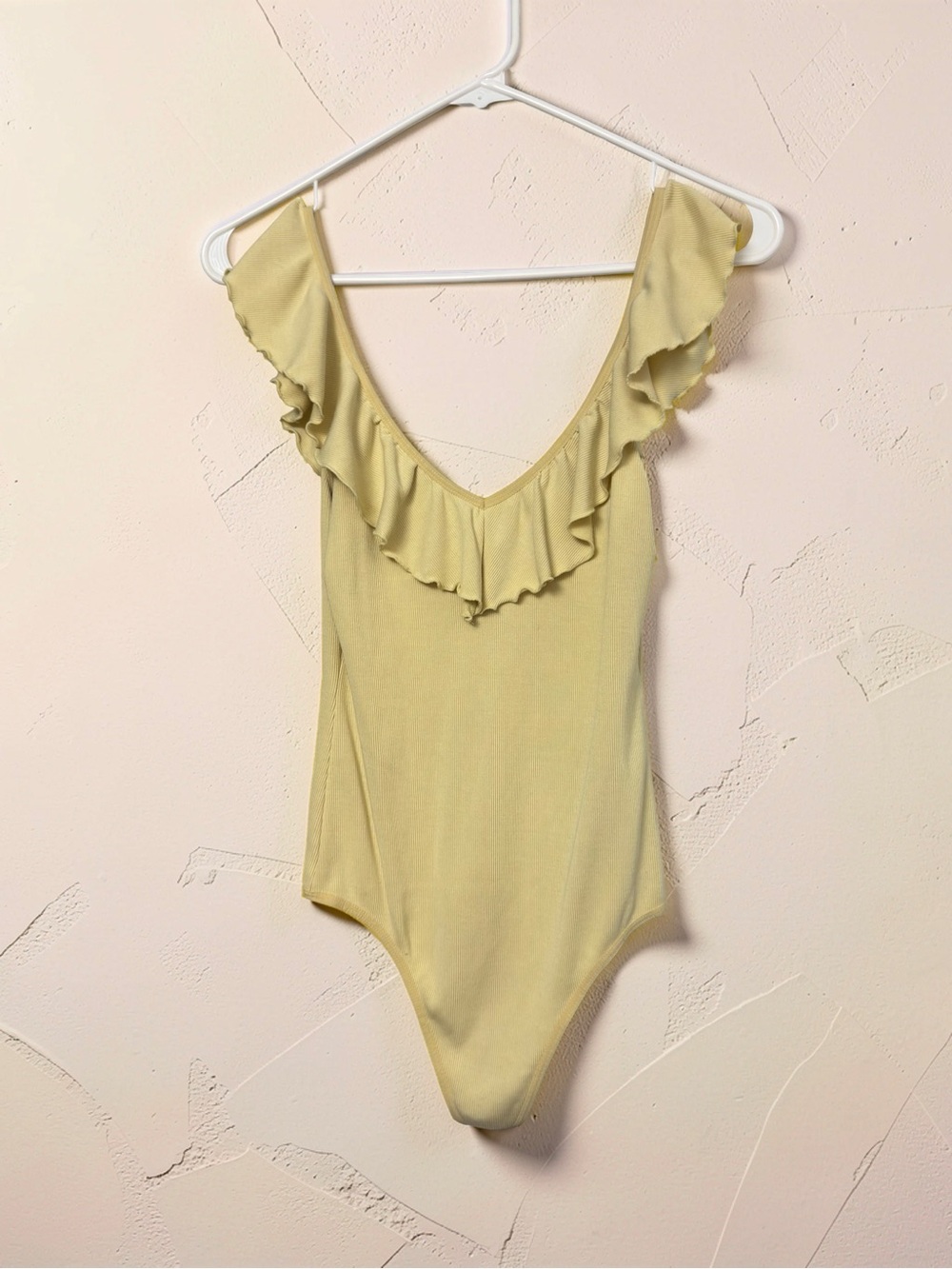 Girls' Cream Ruffle One-Piece Swimsuit